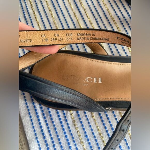 Coach Classic Sandal Strappy Open Toe Ankle Strap Navy Blue Studs  Women Sz 7.5B - Picture 5 of 16